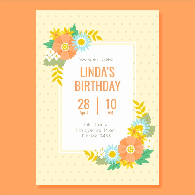 Download Floral birthday card template | Free Vector