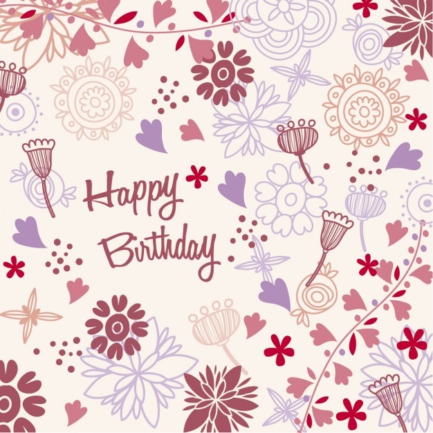 Floral Birthday Card Free Vector