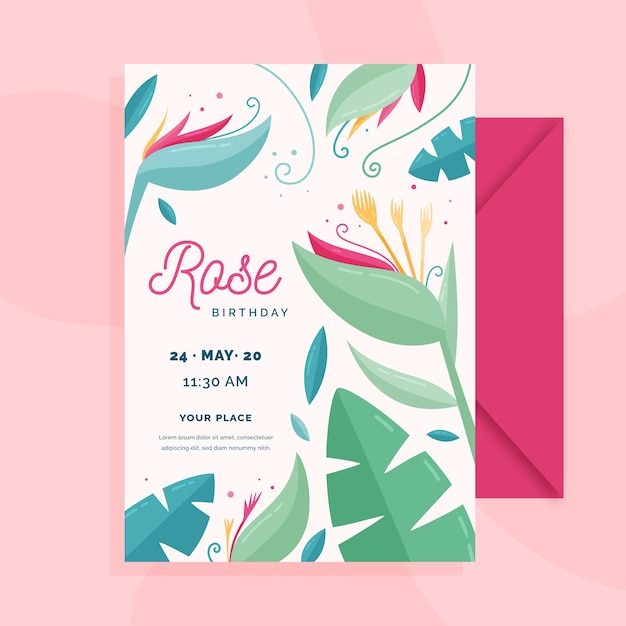 Download Floral birthday invitation template | Free Vector