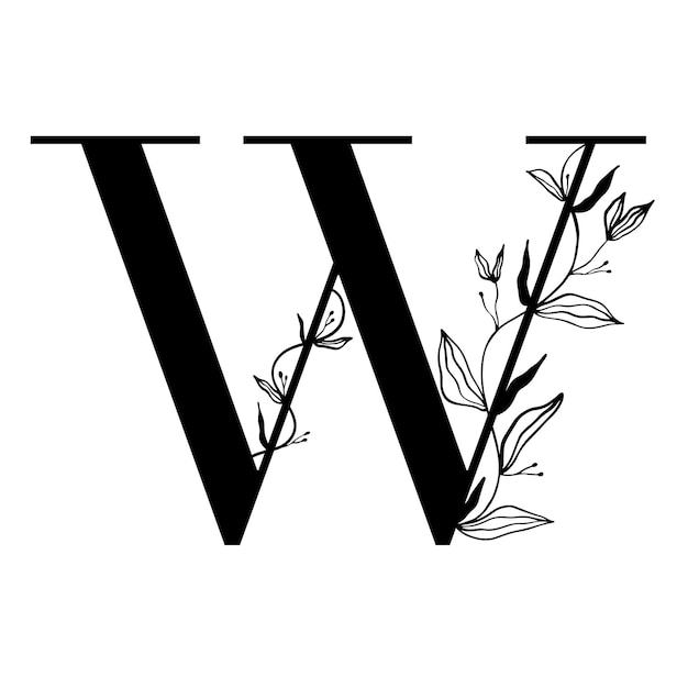 Premium Vector | Floral botanical alphabet vintage hand drawn monogram ...