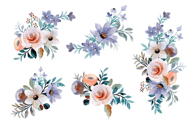 Premium Vector | Floral bouquet collection with watercolor