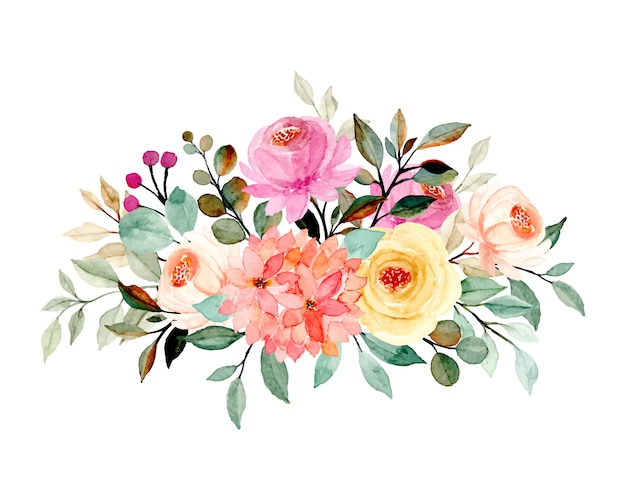 Download Floral bouquet with watercolor | Premium Vector