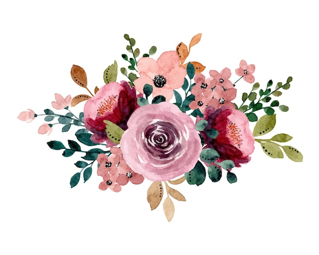 Premium Vector | Floral bouquet with watercolor
