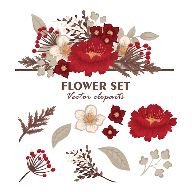 Free Vector | Floral bouquets set