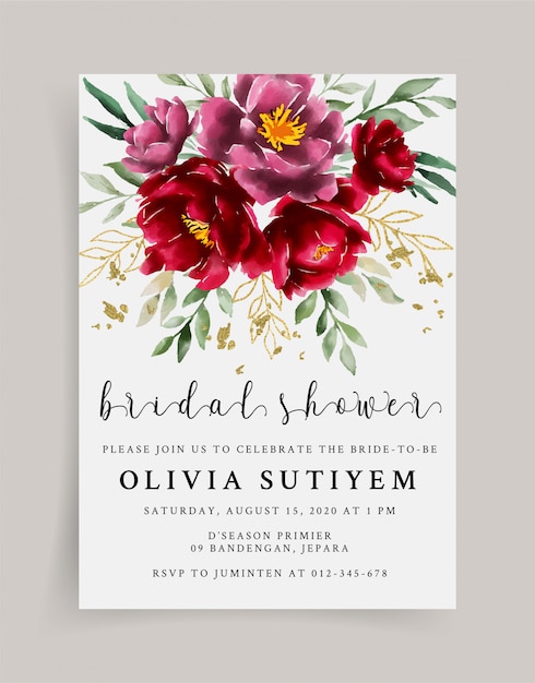 Premium Vector Floral Bridal Shower Invitation Template