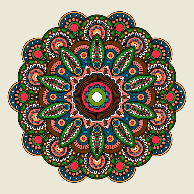 Premium Vector | Floral bright colored mandala illustration