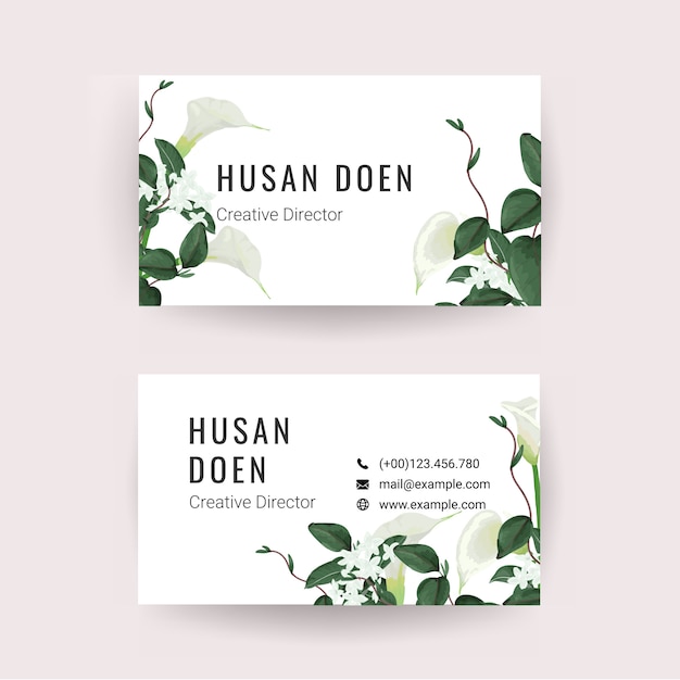 Premium Vector | Floral business card template.