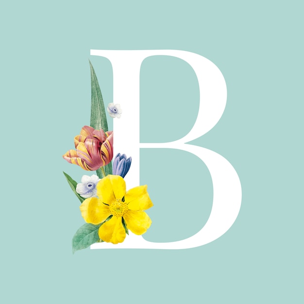 Free Vector | Floral capital letter b alphabet vector