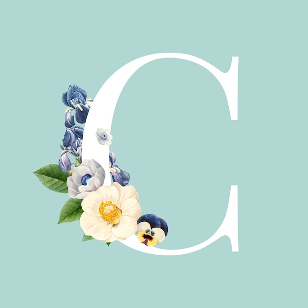 Free Vector | Floral capital letter c alphabet vector