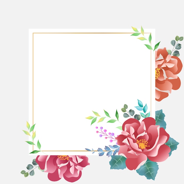 Floral card with flowers on white. | Premium Vector