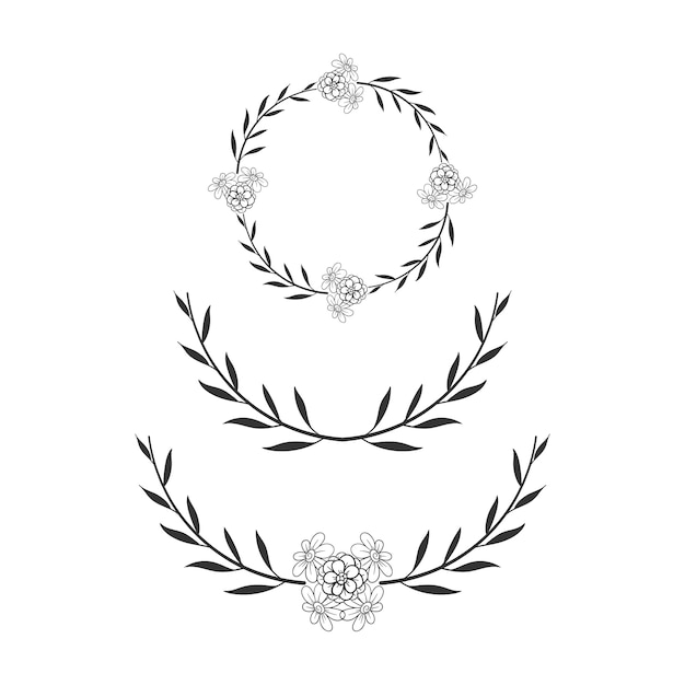 Download Floral circle frame simple wedding wreath Vector | Premium Download