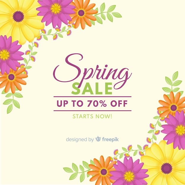 Download Floral corner spring sale background | Free Vector