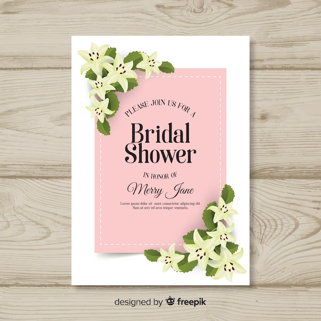 Download Floral corners bridal shower card template Vector | Free ...