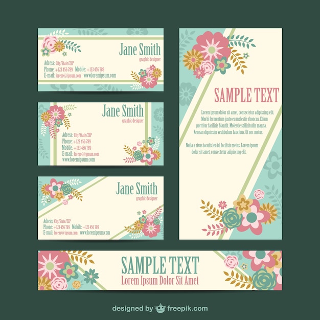 Download Floral corporate identity free set Vector | Free Download