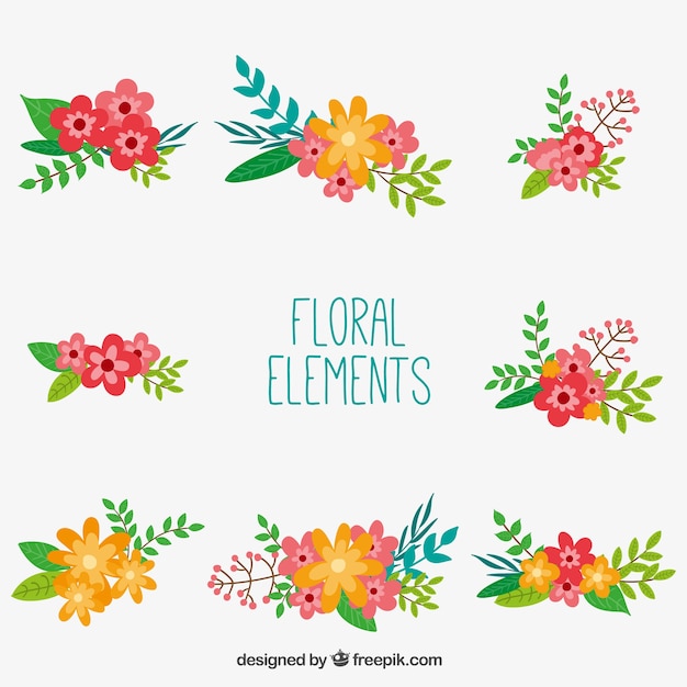 Download Free Vector | Floral decoration elements