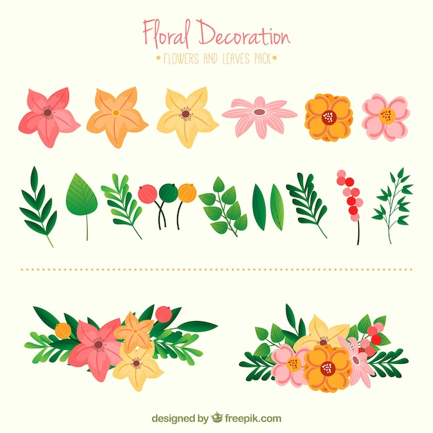Floral decoration pack Vector | Free Download