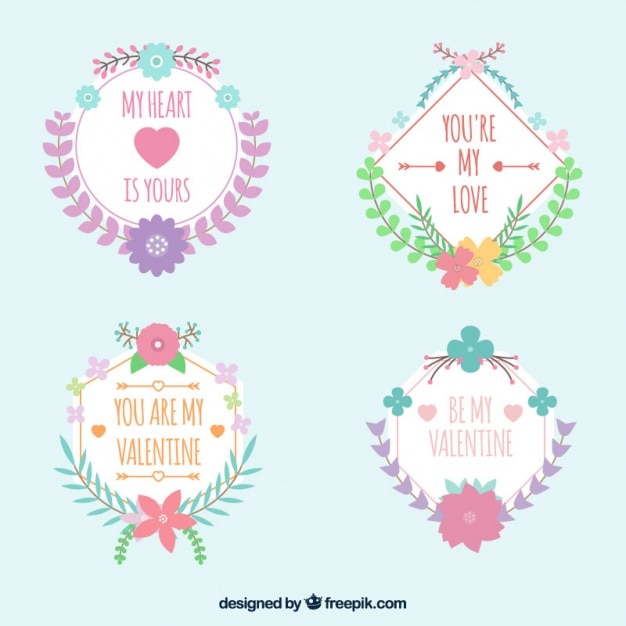 Free Vector | Floral decoration in pastel colors for valentine's day