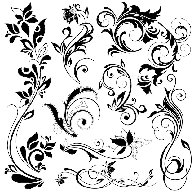 Download Free Vector | Floral decorative elements