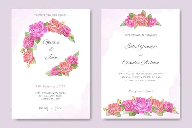 Premium Vector | Floral design wedding invitation