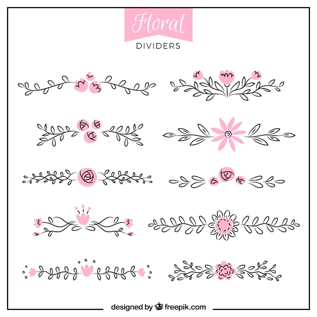 Download Free Vector | Floral divider collection