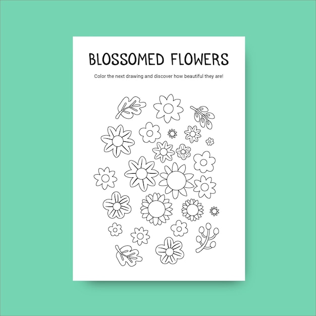 Download Free Vector | Floral doodle flower coloring spring worksheet