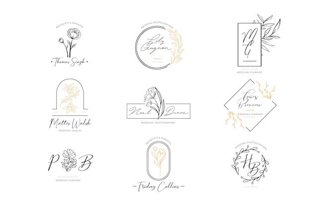 Download Floral elegant logos set Vector | Free Download
