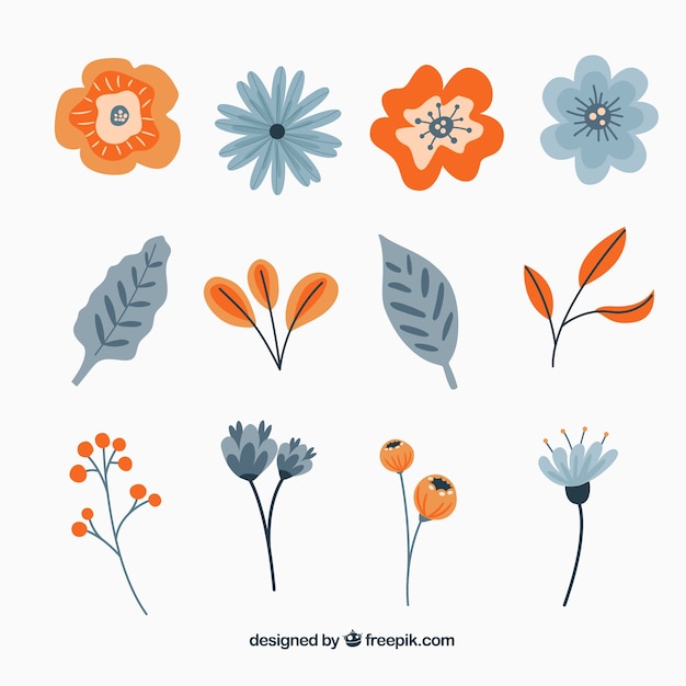 Download Floral elements collection of 12 | Free Vector