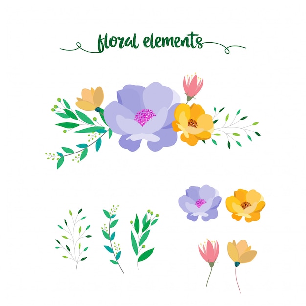 Floral elements collection | Premium Vector