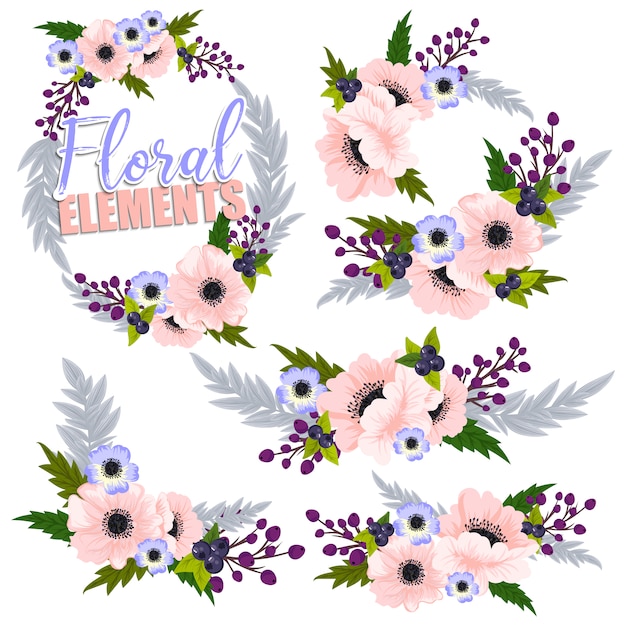 Download Floral elements collection | Premium Vector