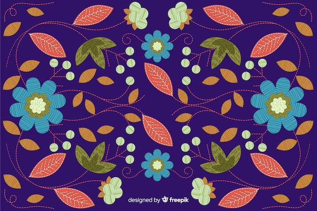 18+ Embroidery Flowers Free Vector