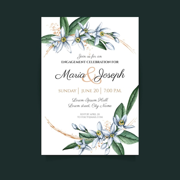 free-vector-floral-engagement-card-template