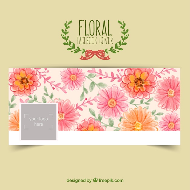 Free Vector Floral Facebook Cover In Hand Painted Style