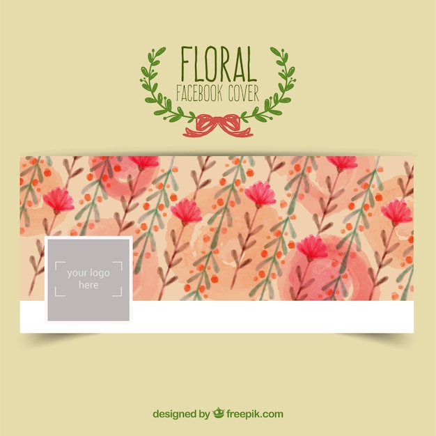 Download Free Vector Floral Facebook Cover In Watercolor Style