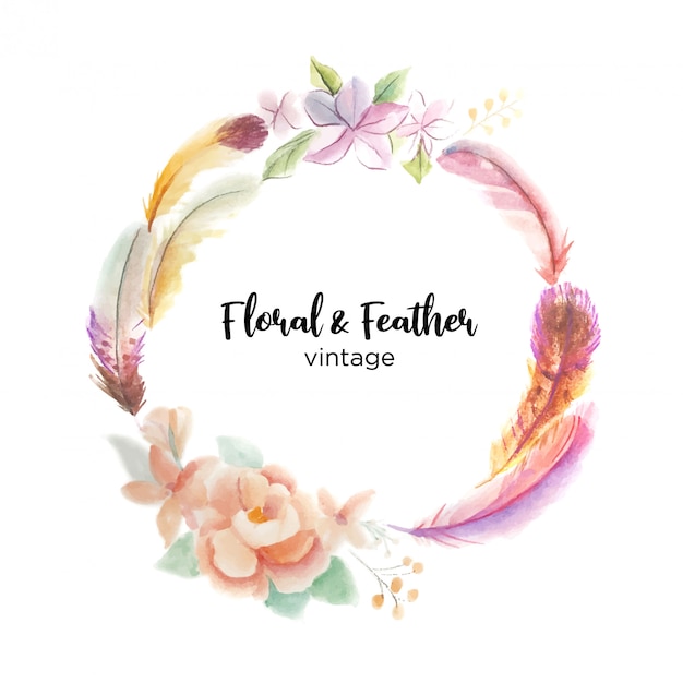 Floral & feather | Premium Vector