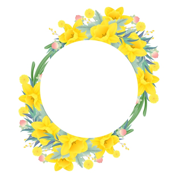 Premium Vector | Floral frame background with daffodils flower