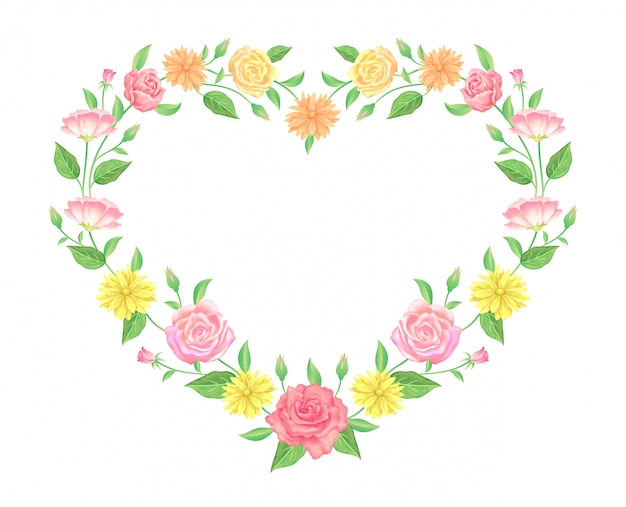 Premium Vector | Floral frame colorful and beautiful rose flowers and ...