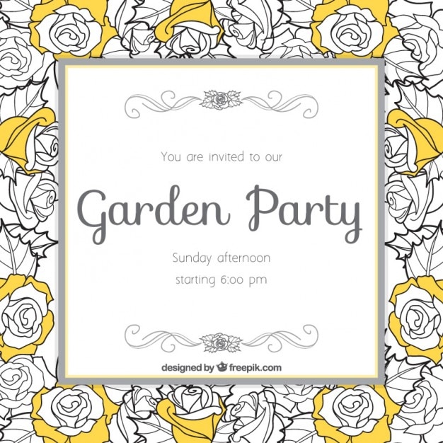 Download Vector Floral Frame Garden Party Invitation Vectorpicker