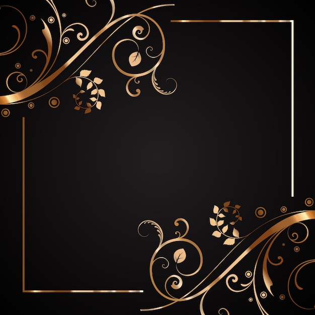 Free Vector | Floral frame in gold and black