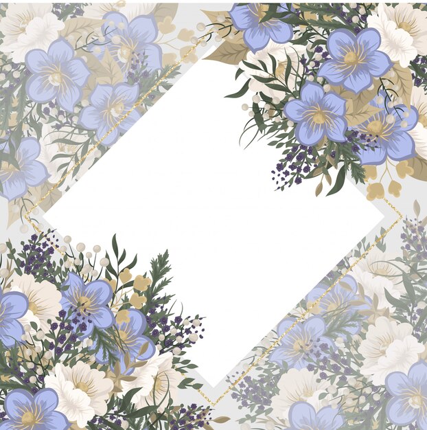 Premium Vector | Floral frame - light blue flowers