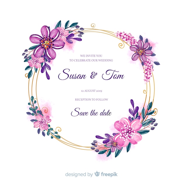 Download Free Vector | Floral frame wedding invitation template