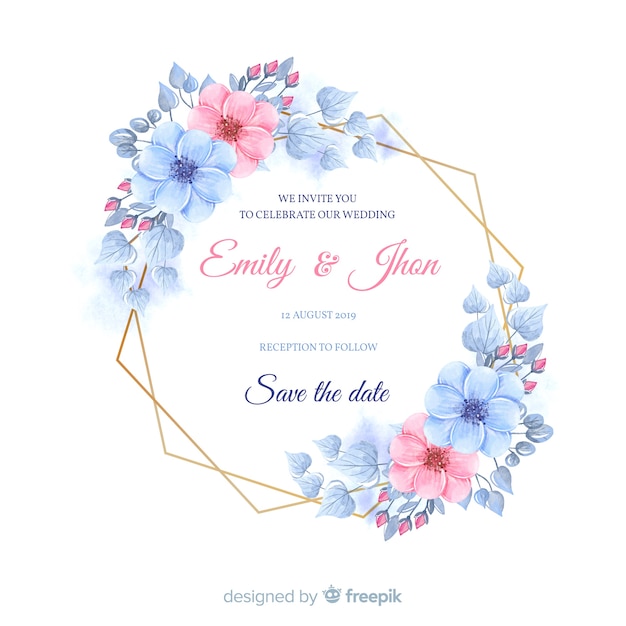 Free Vector Floral frame wedding invitation template