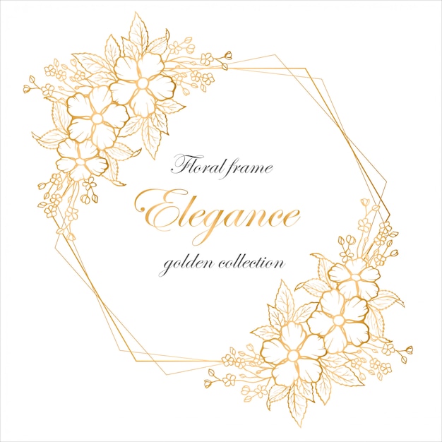 Premium Vector Floral Frame With Golden Flowers