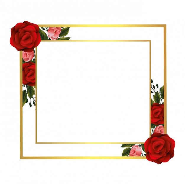 Premium Vector | Floral frame with roses