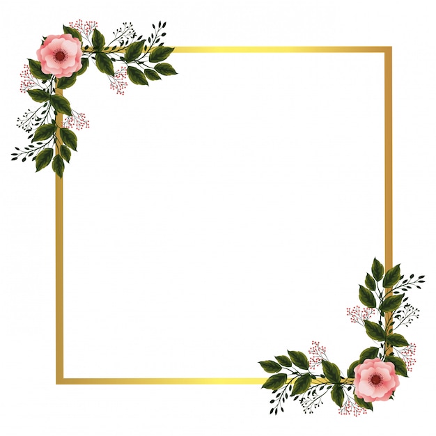 Premium Vector | Floral frame with roses