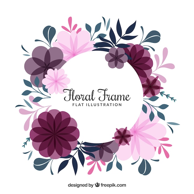 Free Vector | Floral frame with wreath in flat style