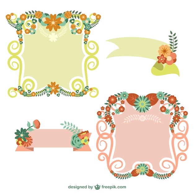 Download Floral frames and ribbons Vector | Free Download