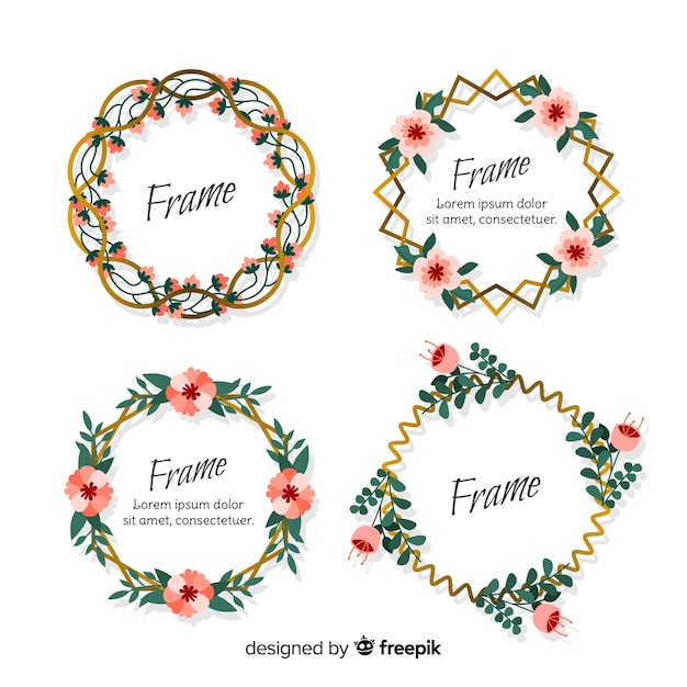 Floral geometric frame set | Free Vector