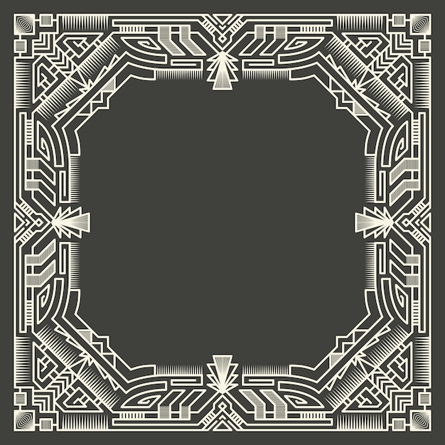 Floral and geometric monogram frame on dark gray background. monogram design element. Free Vector