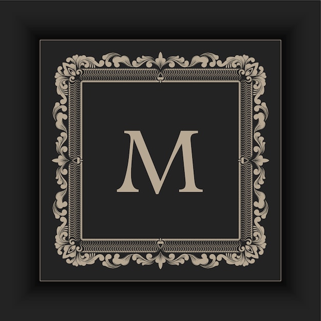 Download Floral and geometric monogram frame | Free Vector