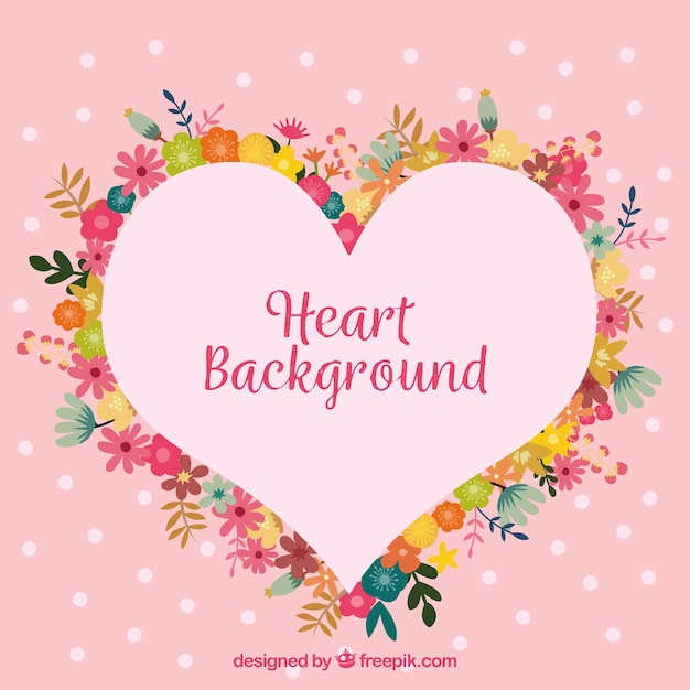 Download Free Vector | Floral heart frame background